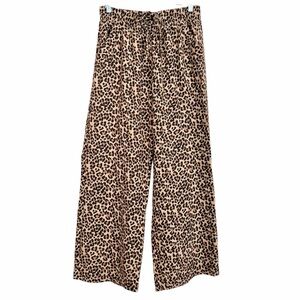 SIENNA SKY Leopard Print Wide Leg  Palazzo Pants Size Medium Casual Elastic